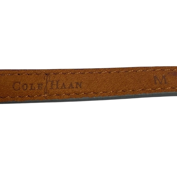 COLE HAAN Women Leather Skinny Belt in Silver with Silver Buckle Size M - Picture 4 of 5